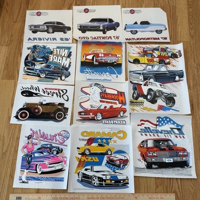 Vintage Hot Rod Car Heat Transfer Lot Camaro Chevelle Pontiac GTO Racing 11