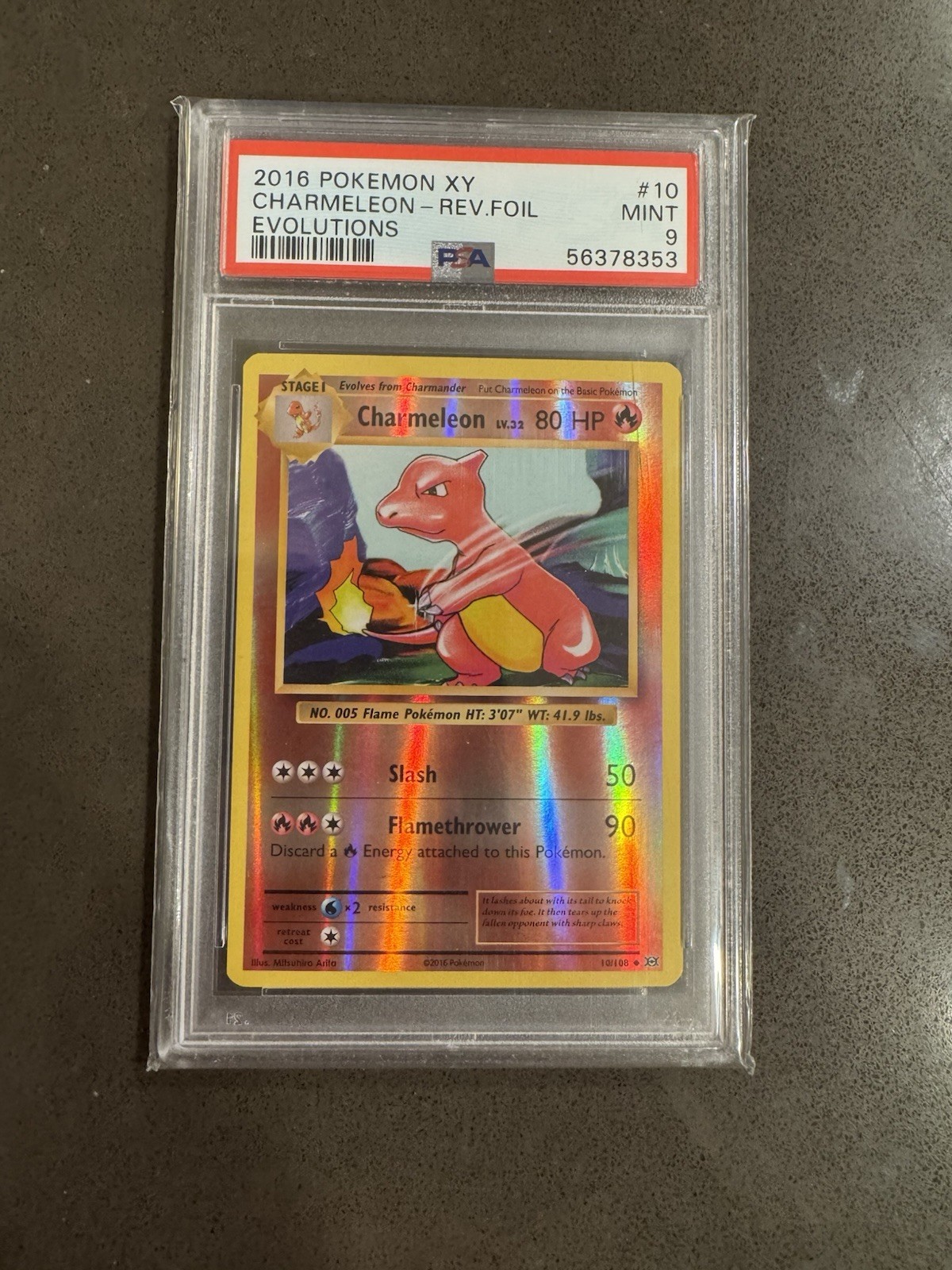2016 Pokemon XY Evolutions Charmeleon Rev Foil #10 MINT PSA 9