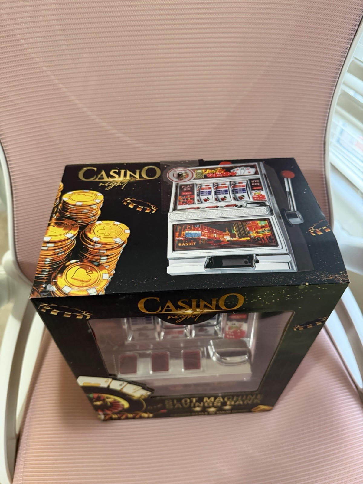 Jumbo Slot Machine Coin Bank Large Flashing Lights Jackpot Sounds Fun Casino Toy