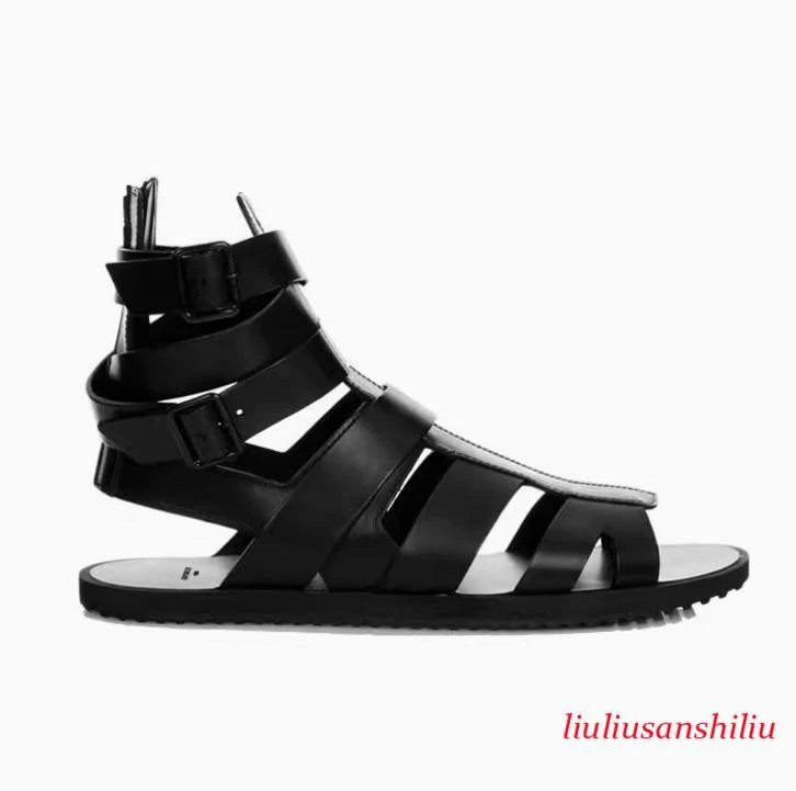 Hot Gladiator Mens Strappy Open Toe Slingback Roman Boots High Top Shoes Sandals