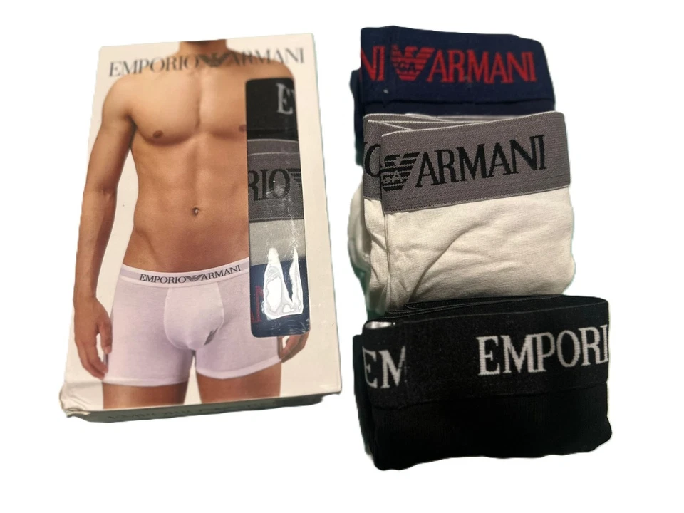 Paquete de 3 calzoncillos boxer para hombre Emporio Armani algodón elástico M,L,XL,XXL Foto 4 de 4
