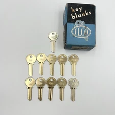 Vintage Independent Lock Co ILCO 1019 Key Blanks Lot of 11 Brass NOS w/ Box