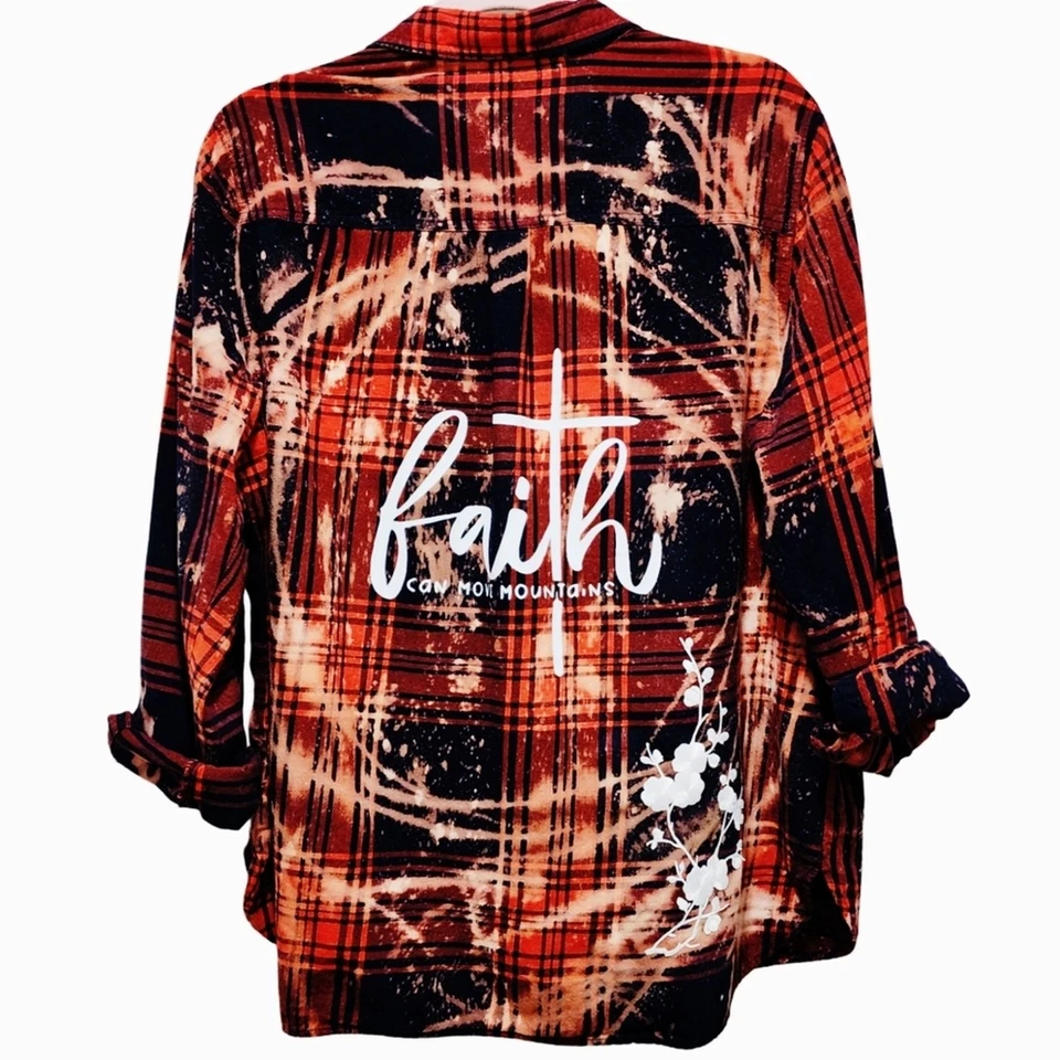 Camisa Faith Can Move Mountain Personalizada Cristiana Reciclada Manga Larga, L Foto 4 de 4