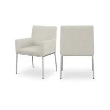 Reeves Cream Chenille Fabric Dining Chair, Set of 2