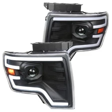 Black Fits 2009-2014 Ford F150 Projector Headlights Switchback Led Signal Tube