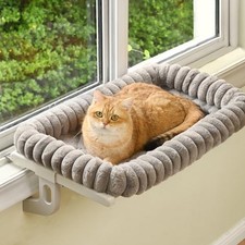 Cloud-Cuddle Cat Window Perch with 4-Sided Bolster, Zipper Design Large Gray