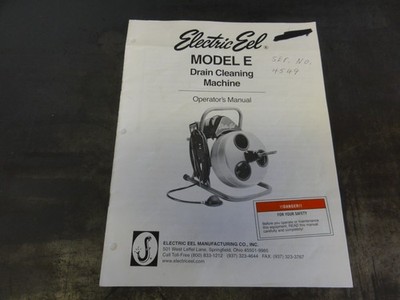 Electric Eel Model E Drain Cleaning Machine Operator's Manual