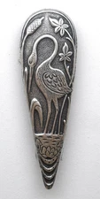 #5028P ANTIQUED STERLING SILVER PLATED REVERSE TEARDROP CRANE PIN