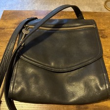 Fossil Vintage Black Leather Crossbody Bag with Key Charm