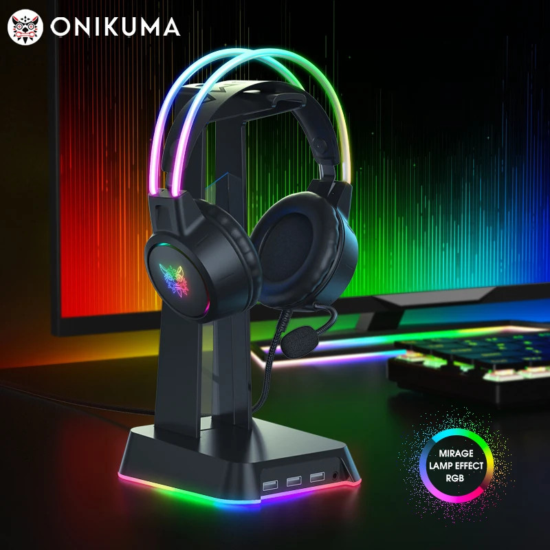 ONIKUMA RGB Gaming Headset HD Mic 3.5mm for PC Xbox PS4 PS5 Switch Computer