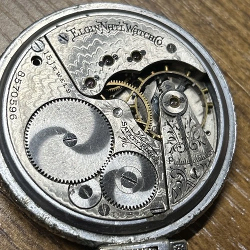 Antique 1900  Elgin Pocket Watch Grade 221 Nickel Pocket Watch (For Part Or Rep)