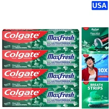Fresh Breath MaxFresh Toothpaste with Mini Breath Strips - 4 Pack, 6.3 oz
