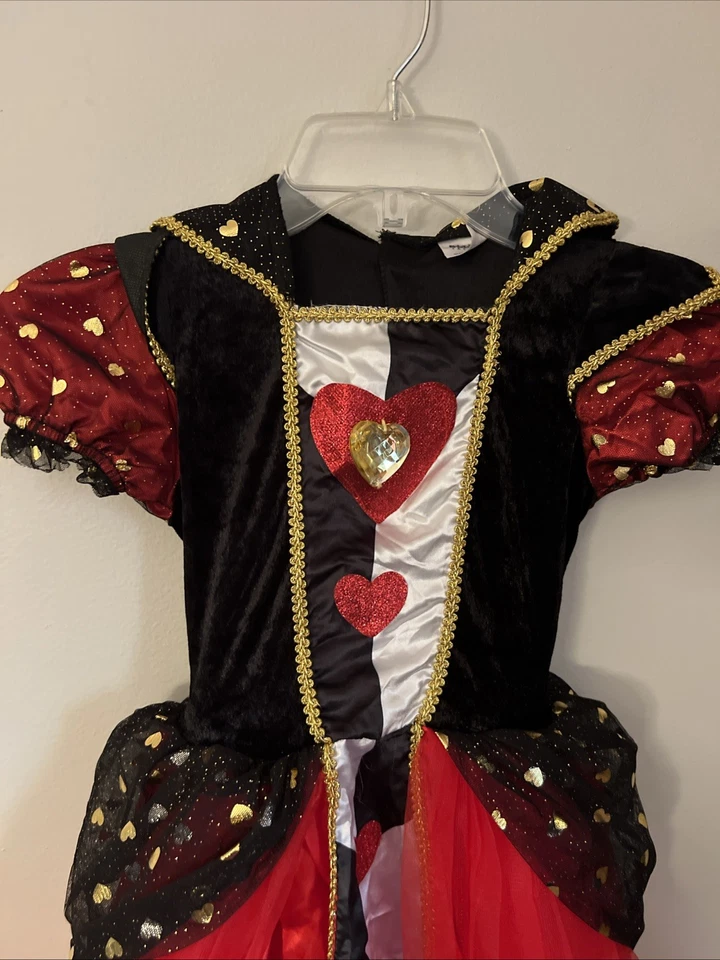 Vestido Disfraz Spirit Halloween Niñas Talla Pequeña 4-6 Reina de Corazones Usado en Excelente Condición Foto 3 de 4