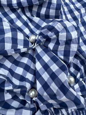 Sam and Jess Dress Womens XL Blue Plaid Pearl Accents Boho Beach Festival Summer