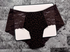 VICTORIA'S SECRET PINK BROWN BLACK LEOPARD FLORAL LACE NO SHOW CHEEKY PANTIES