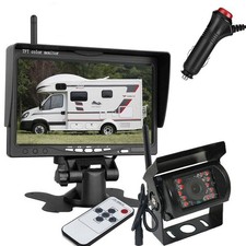 Wireless IR Night Vision Backup Rear View Camera 7" Monitor Kit for RV Truck Bus