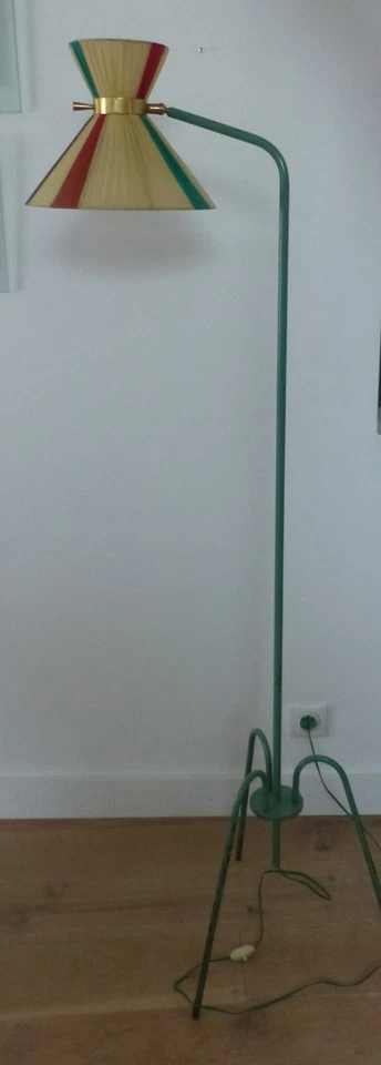 Lampadaire tripode DIABOLO de la Maison LUNEL des années 50 double éclairage - Photo 3/4