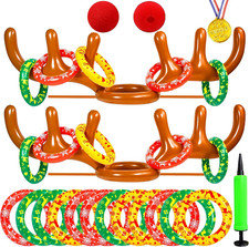 2-4 Players Inflatable Reindeer Antler Ring Toss Game for Christmas Party - Game