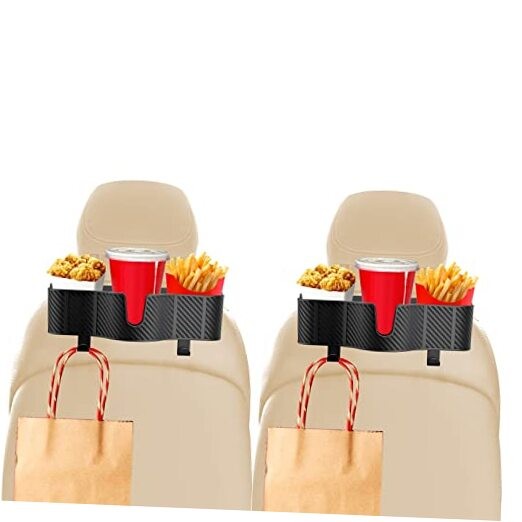 3-Pack Car Headrest Organizer with 3.7 Inch Cup Holder Storage