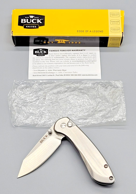 NEW--2024 BUCK 0743SSS-B BUTTON LOCK SMALL STAINLESS STEEL KNIFE
