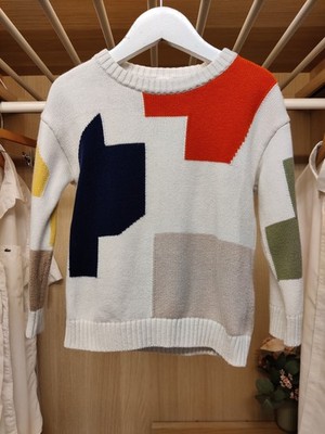 COS PULLOVER PULLI KINDER ALTER 2-4 JAHRE MEHRFARBIG RUNDHALSAUSSCHNITT BAUMWOLLE WOLLE STRICK