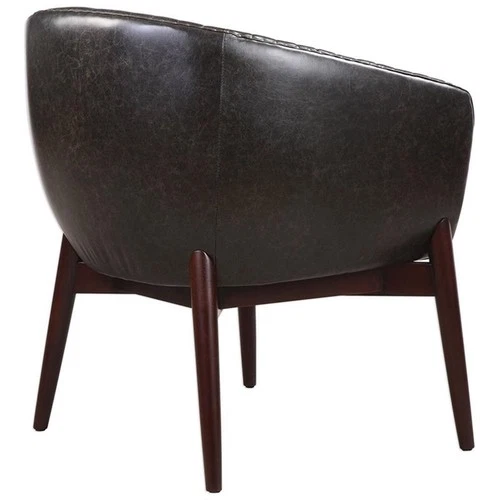 Uttermost Anders Faux Leather and Wood Accent Chair in Black and Brass - Picture 5 of 9