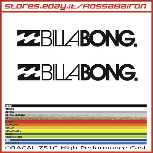 KIT 2 ADESIVI BILLABONG 2008 SURF mm.100x14 STICKERS AUFKLEBER PEGATINAS DECALS - Imagen 1 de 1