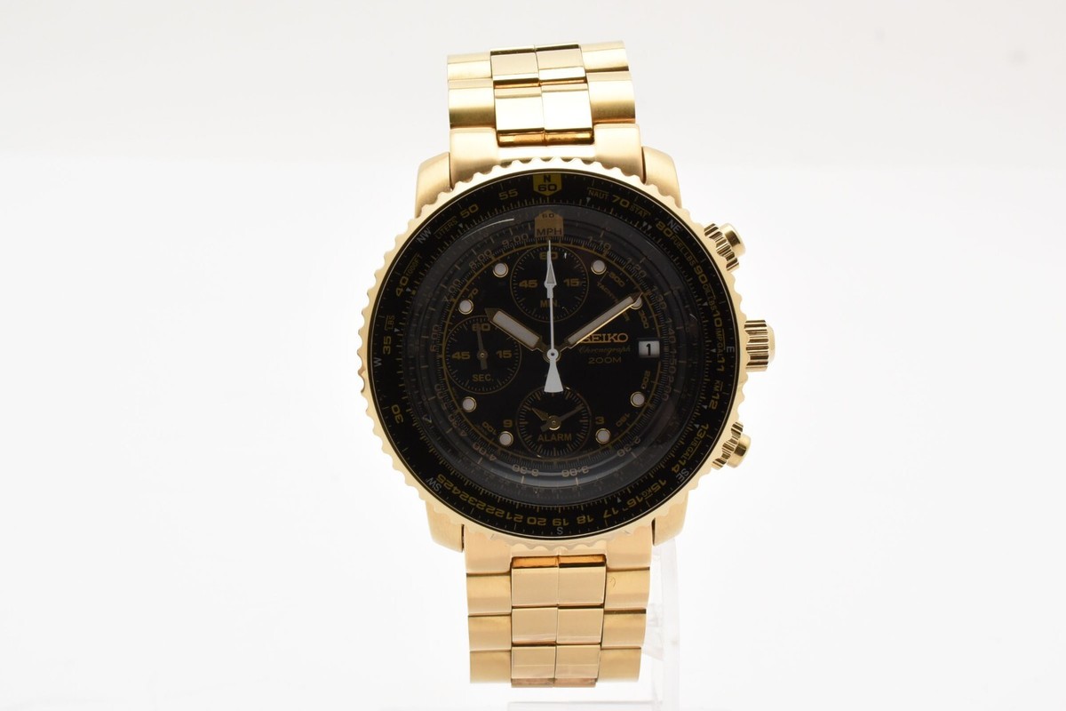 SEIKO　セイコー　chronograph 7t62-0eb0 Excellent] SEIKO 7T62-0EB0 Chrono 200m GOLD & BLACK Qz Men's