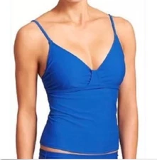 NWT  ATHLETA LEILA Caspian Blue Tankini Top Bra Cups 32B 32C Retail  $74 