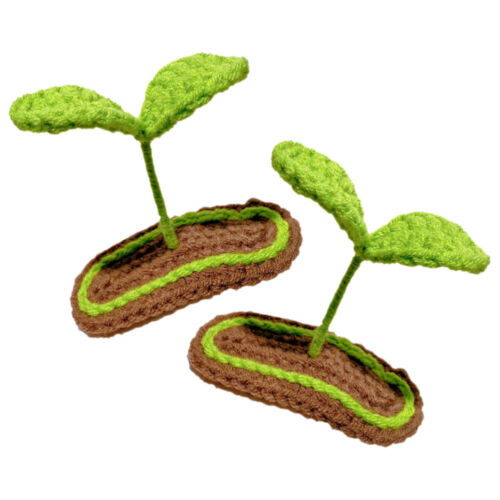 2 Pcs Teen Girls Hair Accessories Green Plant Clip Knitted Bean Sprout ...