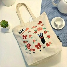 Japan KiKi's Delivery Service JIJI Cat embroidery Shoulder Bag Canvas School bag
