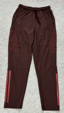 adidas Joggers Womens Medium Maroon Activewear 3 Stripe Training Lightweight