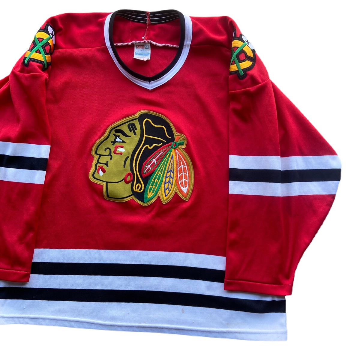 CCM - USA製 ブラックホークス NHL ホッケーシャツ M CCM Maska CCM - USA製 ブラックホークス NHL ホッケーシャツ M CCM Maska