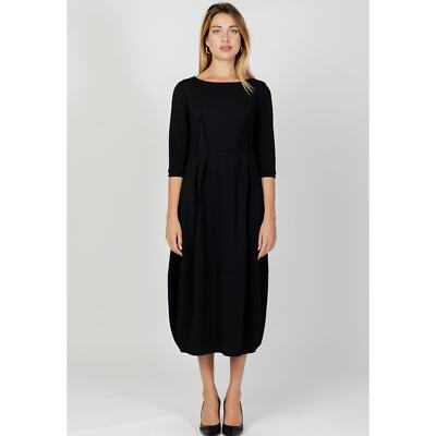 Sandro Ferrone Barrel Dress Black Sheath Size 44 Italy Made Black Lagenlook