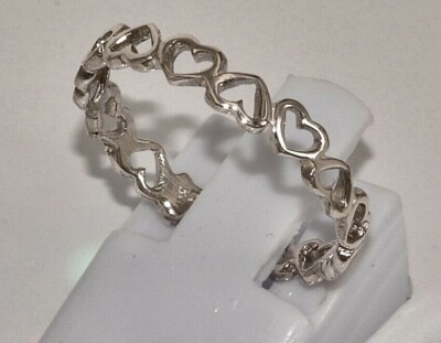 massiv Sterling Silber 925 Ring offene Herzen Herzchen zierlich und filigran