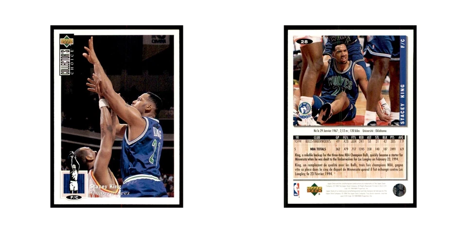 1994 Upper Deck Collector's Choice Stacey King Timberwolves #28 - Image 3 of 3