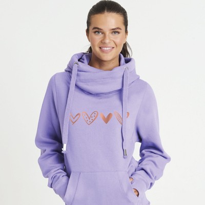 Bedruckter Damen-Hoodie mit Rundhalsausschnitt - Herzreihe-Design