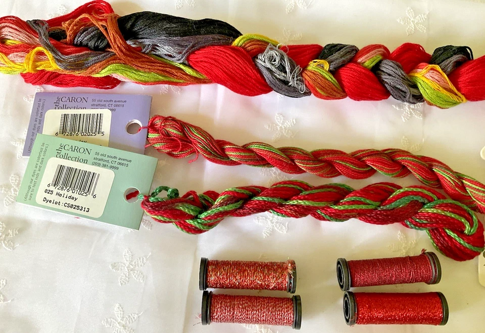 Needlepoint Embroidery Thread Lot of 13 Reds Holiday Colors Rainbow and Caron - Image 2 of 4