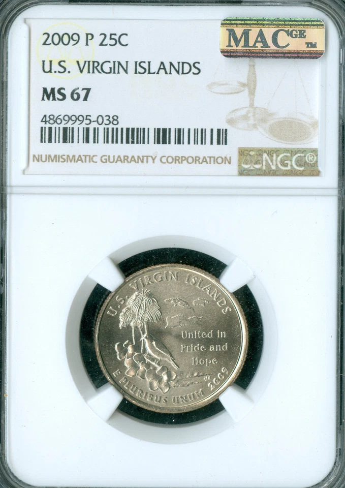 2009 P VIRGIN ISLANDS QUARTER NGC MS67 BUSINESS STRIKE MAC SPOTLESS * - Image 3 of 4