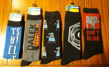5 Pair BBC DOCTOR WHO SOCKS Adult Unisex 9-13 Shoe Size, Brand NEW