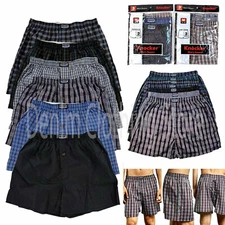 Men's Knocker Boxer Trunk Plaid Shorts Underwear Cotton Briefs 3 6 12 Lot S-3XL