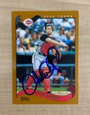 JASON LARUE CINCINNATI REDS SIGNED AUTOGRAPHED 2002 TOPPS CARD #607 W/COA