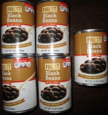 LOT of 5 Finest No Salt Added Black Beans, 15oz each (BEST BY 7/2026)