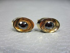 Vintage Hematite Yellow Gold Plated Cuff Links