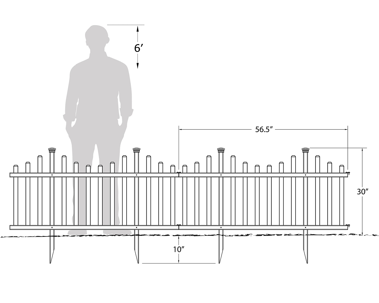 Zippity Outdoor Products ZP19001 30" x 56" MAdison NoDig Vinyl Fence