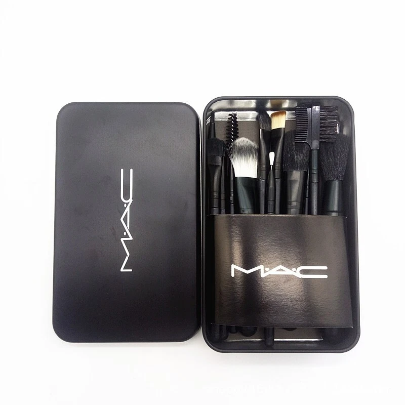 Mac Makeup Brush Set Pennello Dodici Iron Box Set Blush Ombretto Fondotinta Pennello - Immagine 3 di 4