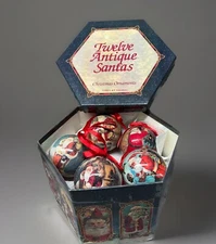 Antique Santa Christmas Ornaments C & F Enterprises 1995 - Qty 12 Vintage
