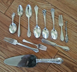 12 Pieces Sterling Silver Mixed Flatware Approx 8 oz