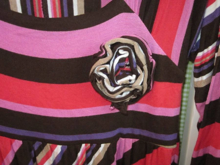 HALABALOO Niñas Multi Rayas 3/4 Volantes Manga Flor Vestido Talla 8 Foto 3 de 4