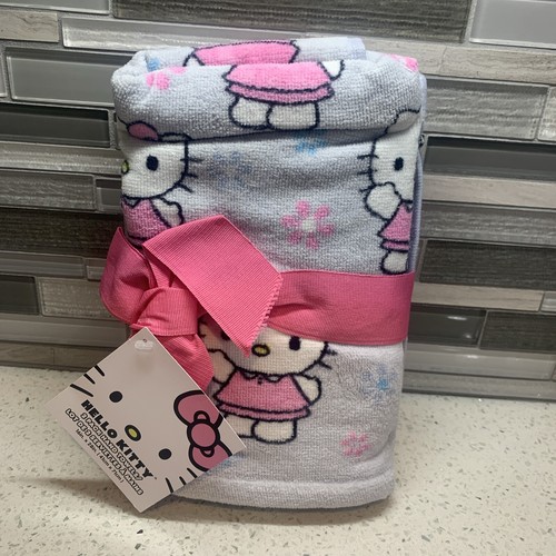 New Hello Kitty Light Lavender Floral Set Of 2 Hand Towels Towel With Tag & Bow